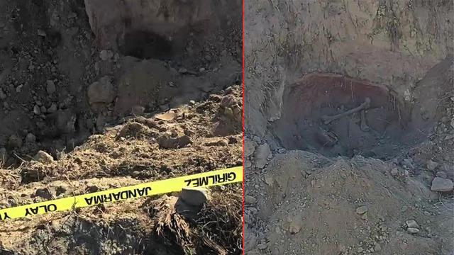 Su borusu döşemek için açılan çukurda inanılmaz görüntü: Toprak küplerde insana ait kemik parçaları bulundu!