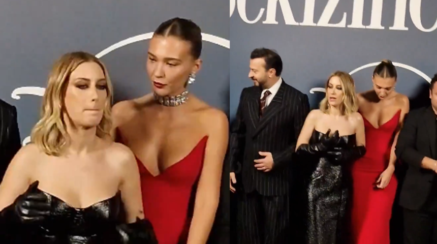 Hazal Kaya ve Melisa D&ouml;ngel arasında yer krizi! Belinden tutup kaydırdı