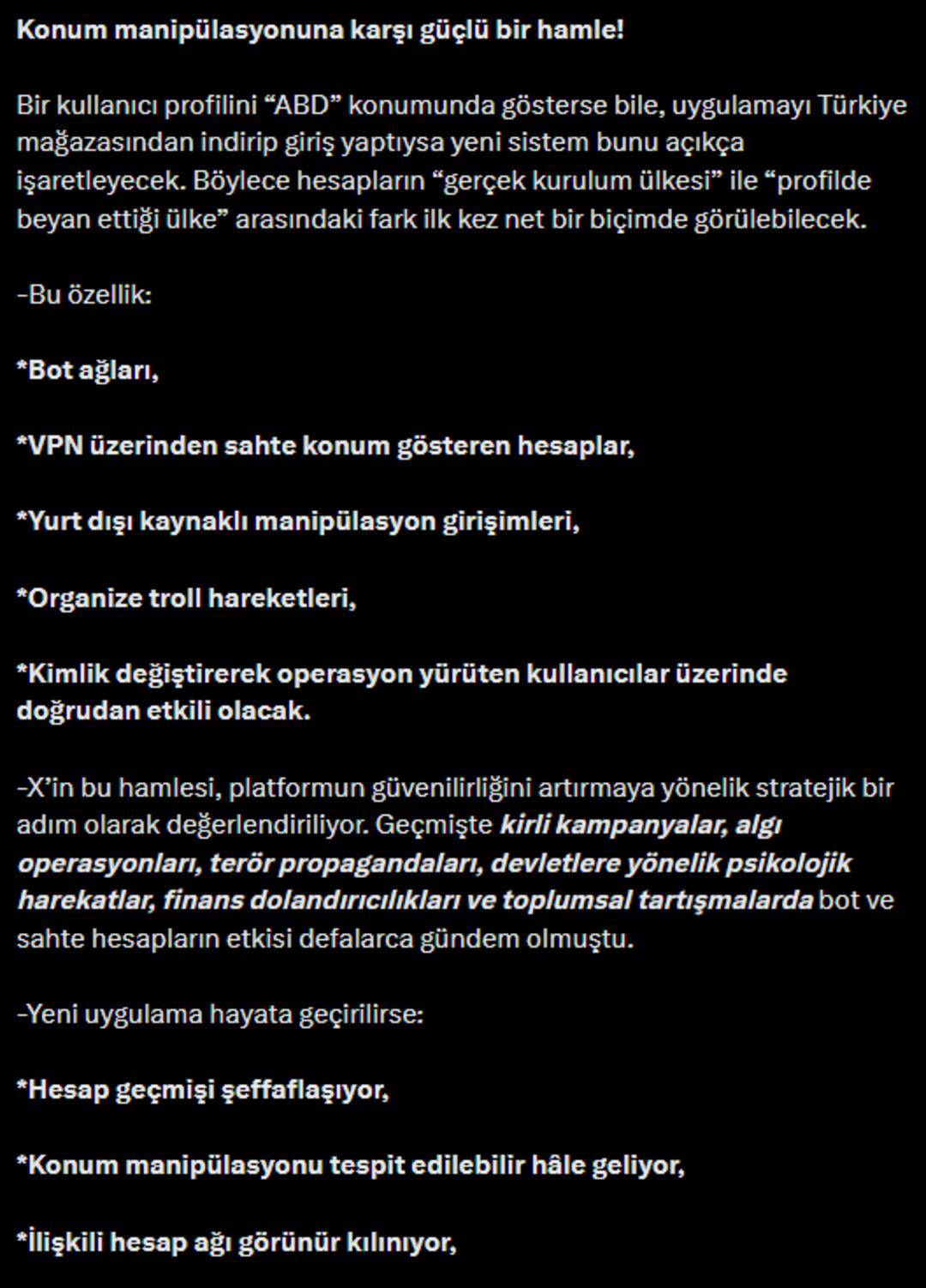 X’te yeni dönem: Gerçek kimlik şeffaflaşıyor! Konum manipülasyonu ve bot hesaplar deşifre edilecek 4