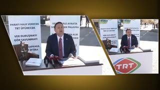 CHP'li milletvekilinden TRT önünde dikkat çeken eylem! Stüdyo kurup 'Siyah beyaz' çağrısında bulundu