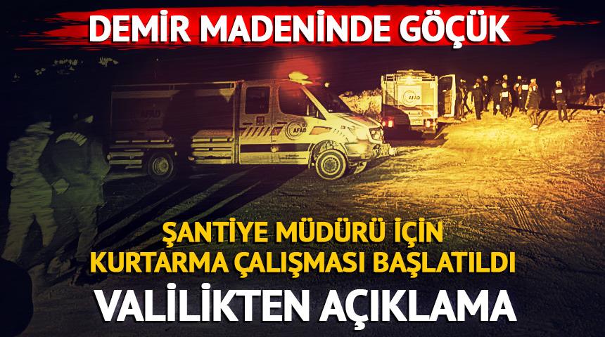 Sivas'ta maden ocağında göçük: Şantiye müdürünü arama çalışması sürüyor