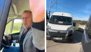 Öğrenci dolu okul servisi şoförünün, trafikte bıçaklı tehdit iddiası