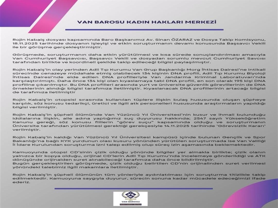 Rojin Kabaiş soruşturmasında DNA &ouml;rneği alınan kişi sayısı 195&rsquo;e ulaştı 1