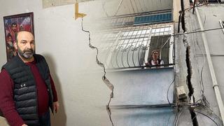 Tüm mahalle deprem oluyor sanıp dışarı çıktı! Evlerde çatlak oluştu, bantla kapadılar