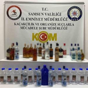 Samsun’da litrelerce sahte alkol ve etil alkol ele geçirildi