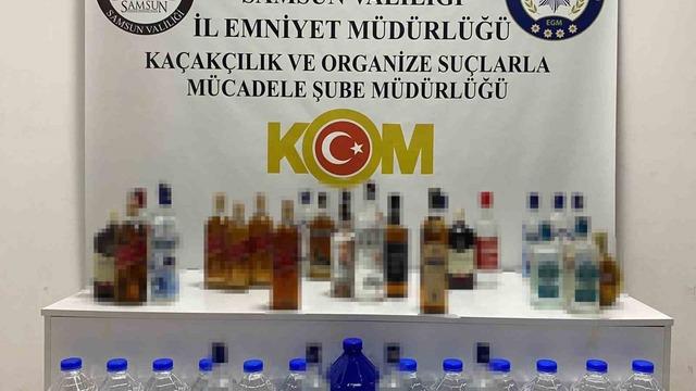 Samsun’da litrelerce sahte alkol ve etil alkol ele geçirildi