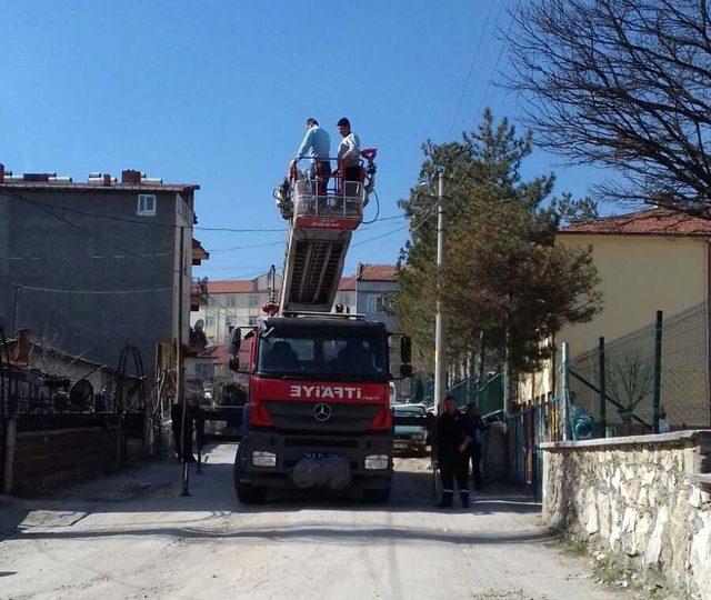 Hisarcık’ta tehlike oluşturan ağaçlar kesiliyor