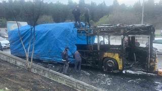 Eyüpsultan’da İETT otobüsü alev topuna döndü