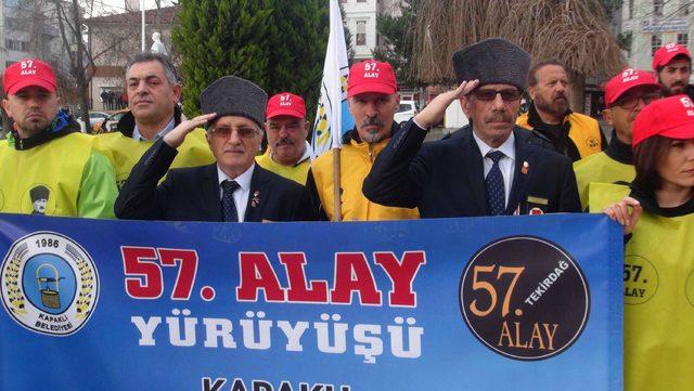 Tekirdağ'dan 57'nci Alay'ı temsil eden 57 gönüllü, Çanakkale'ye uğurlandı