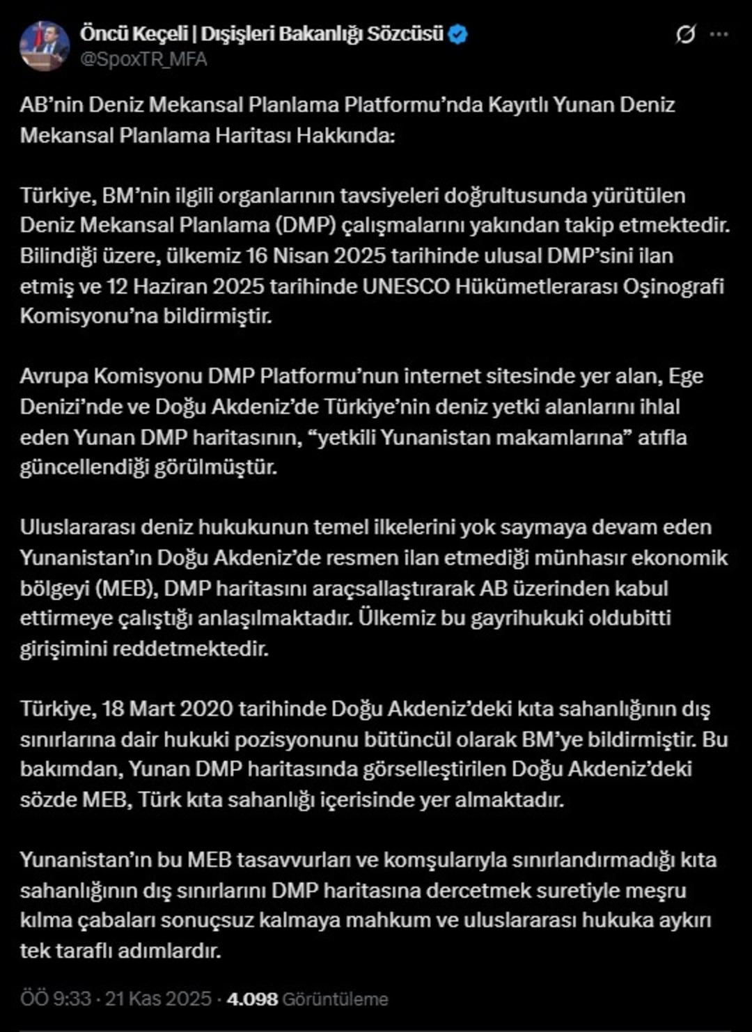 Dışişleri nden Yunanistan a sert tepki: "Ülkemiz bu gayrihukuki oldubitti girişimini reddetmektedir" 1