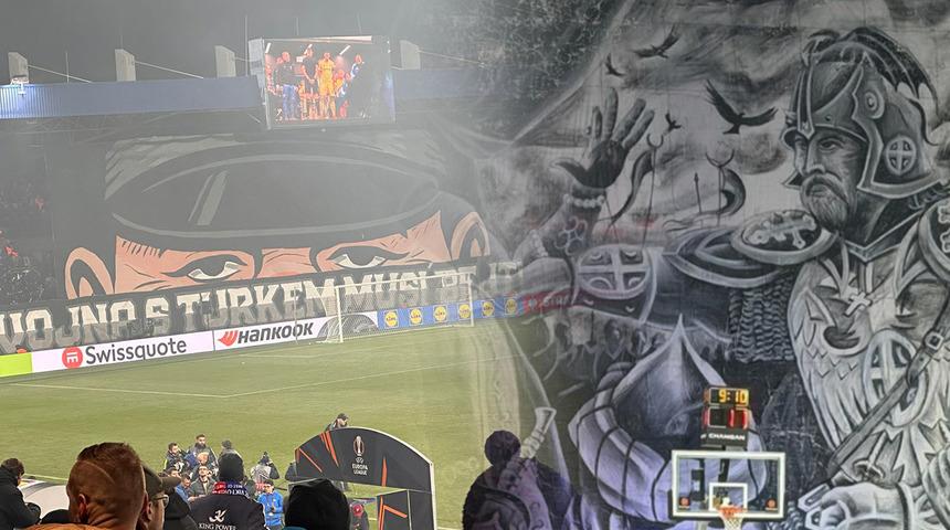 Partizan-Fenerbahçe Beko maçında skandal! Sırp taraftarlar yine rahat durmadı, açtıkları pankart olay oldu