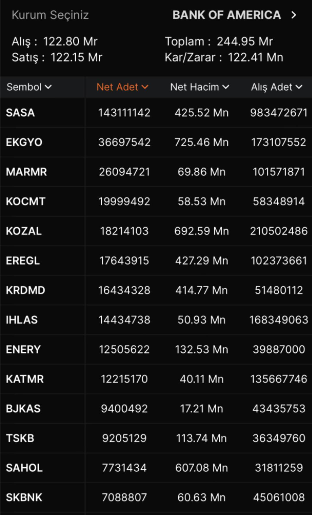 Bank of America nın ilk tercihi SASA oldu: İşte bu hisseleri topladı (17-21 Kasım) 1