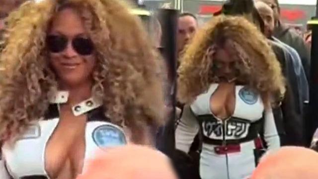 Beyonce, Las Vegas GP’de büyüledi! Kıvrımlarını cesur tulumla sergiledi
