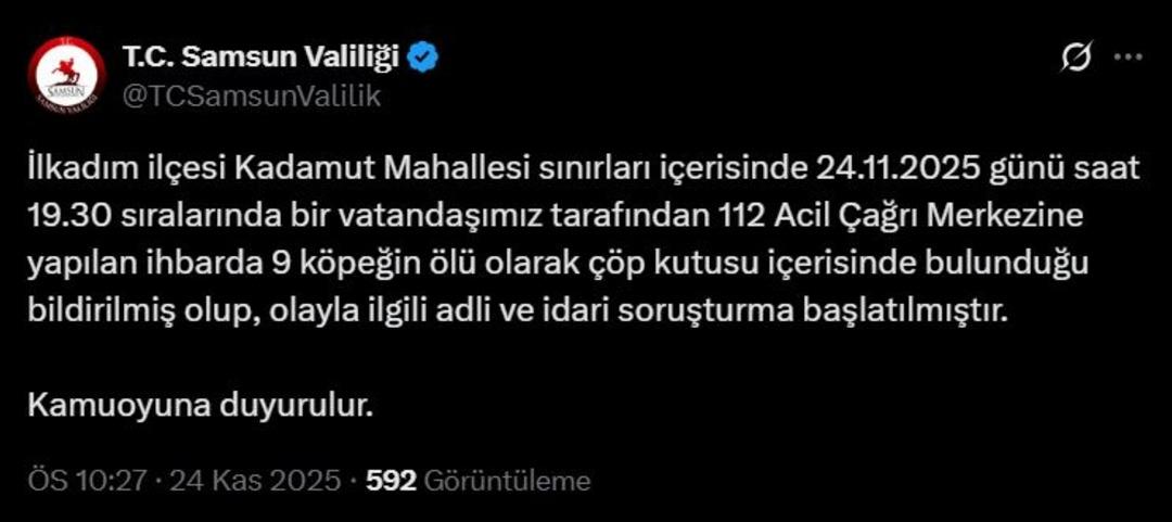 Samsun da k&ouml;pek katliamı: &Ccedil;&ouml;p kutusunda bulundular! Valilikten a&ccedil;ıklama 1