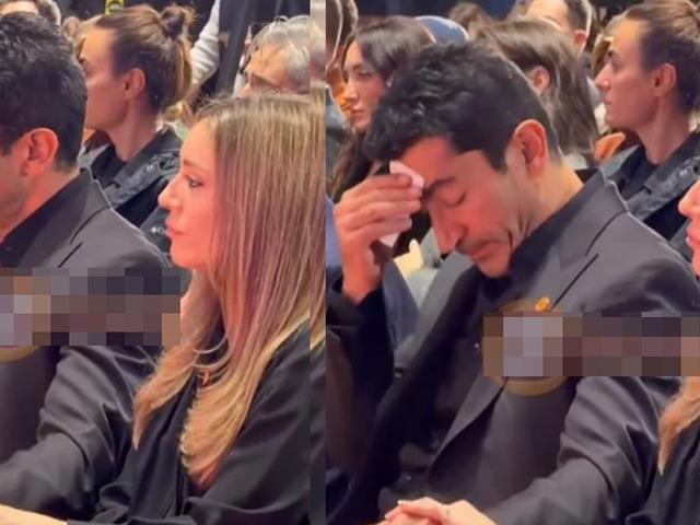 G&ouml;zyaşlarını tutamadı! Eşi teselli etmeye &ccedil;alıştı 