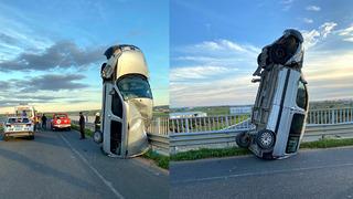 Kaza sonrası dik duran aracın görüntüsü gündem oldu