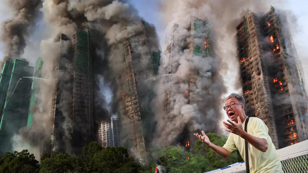 SON DAKİKA | Hong Kong'da g&ouml;kdelenlerde yangın! 2 bin dairelik site alev alev yandı