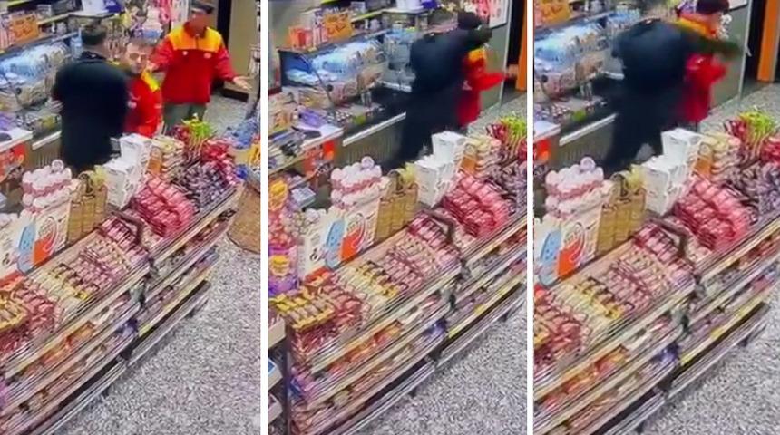 Alkoll&uuml; m&uuml;şteri, akaryakıt istasyonu &ccedil;alışanını b&ouml;yle darbetti