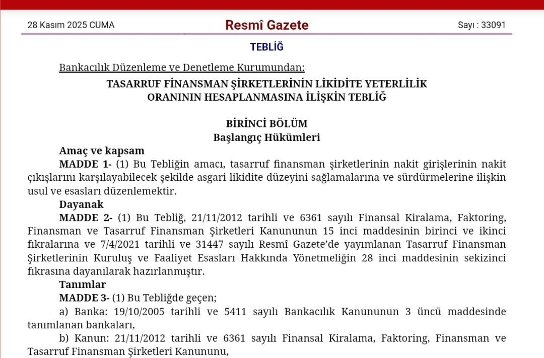 BDDK’dan tasarruf finansman şirketlerine likidite düzenlemesi 1