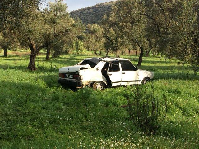 Milas’ta bir otomobil zeytinlik araziye uçtu; 1 yaralı