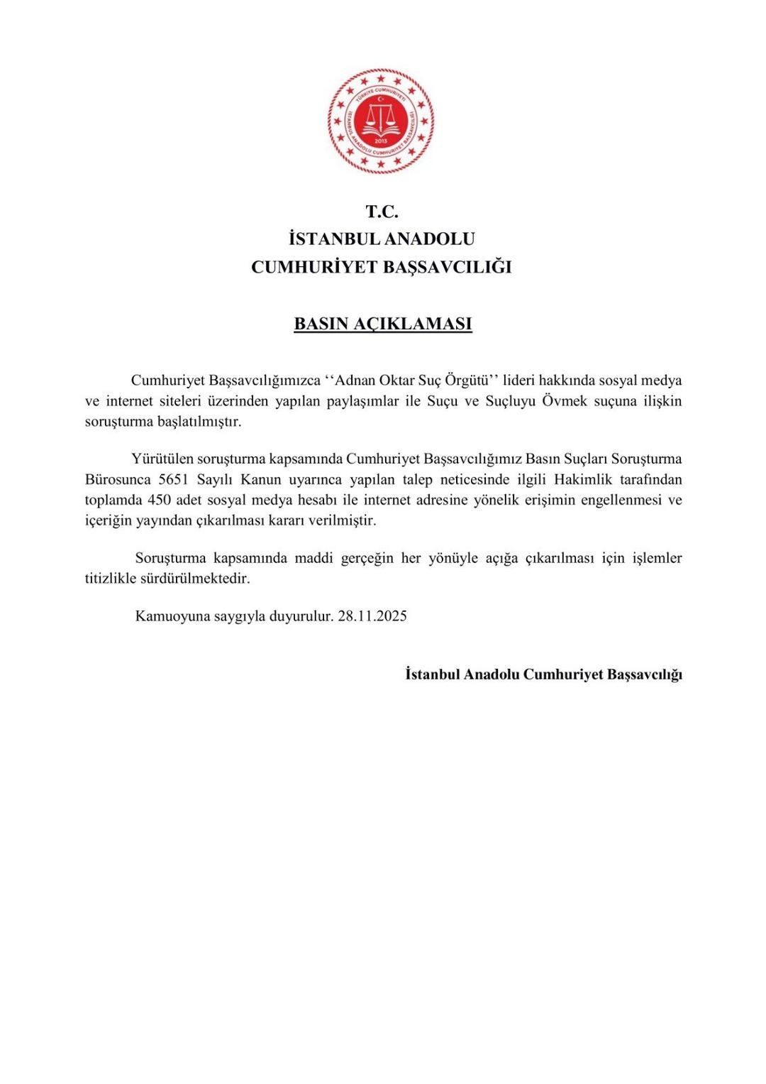 Sosyal medyada Adnan Oktar Su&ccedil; &Ouml;rg&uuml;t&uuml; n&uuml; &ouml;ven 450 hesaba erişim engeli 2