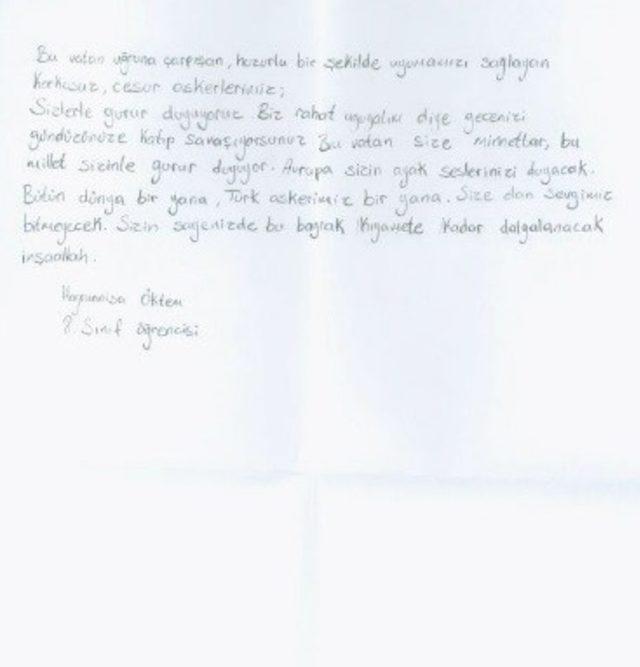 Miniklerden Afrin’deki Mehmetçiğe teşekkür ve destek mektubu