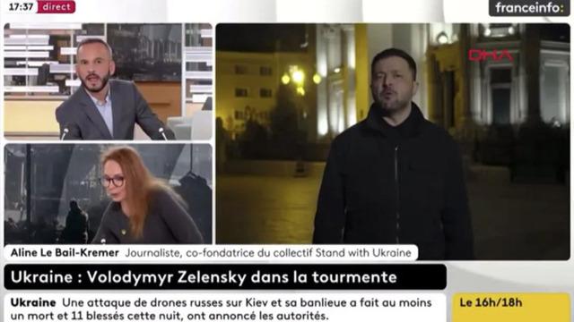 Canlı yayında bomba alarmı! Zelenskiy'le konuşurken Paris'teki bina boşaltıldı 