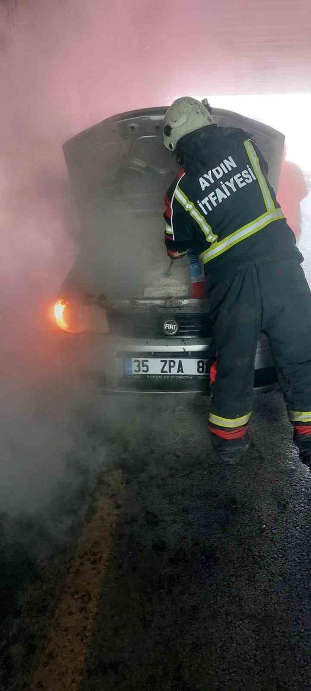 Aydın’da alt geçitte araç yangını 1