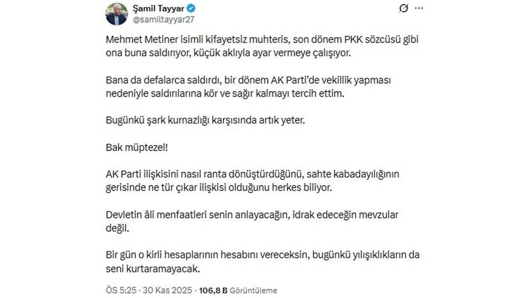 Şamil Tayyar ve Mehmet Metiner arasında polemik! Hakaretler havada uçuştu: "Bak müptezel!" 4