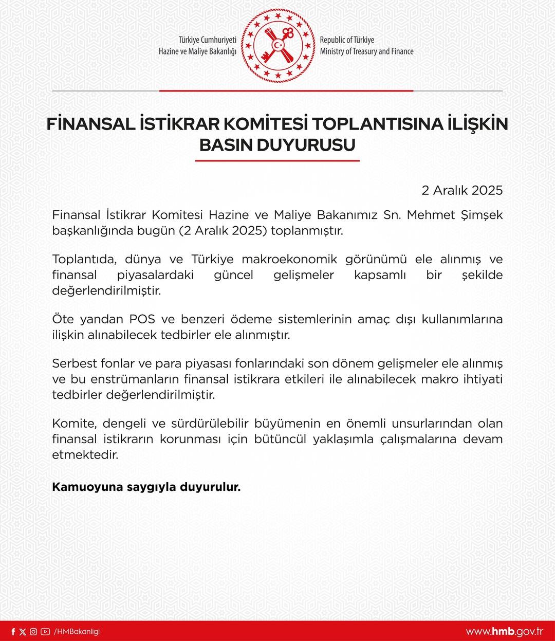 Finansal İstikrar Komitesi toplandı: Gündemde POS kullanımı ve makro ihtiyati tedbirler var 1