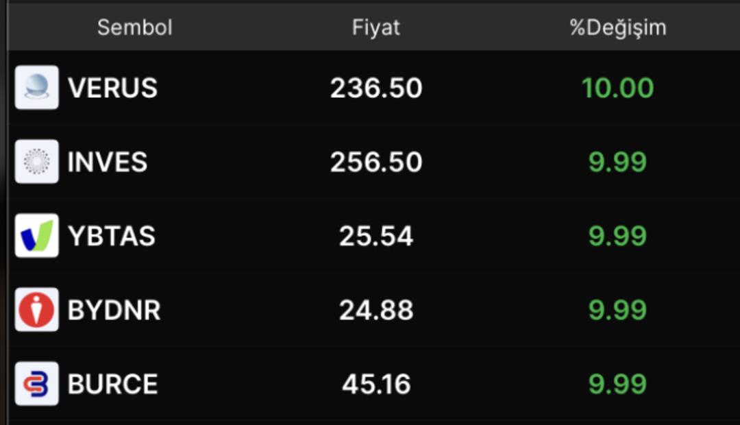 Borsa İstanbul da Günün En Çok Yükselen 5 Hisse Senedi 1