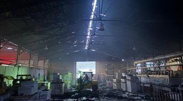 Burdur'da mermer fabrikasında korkutan yangın