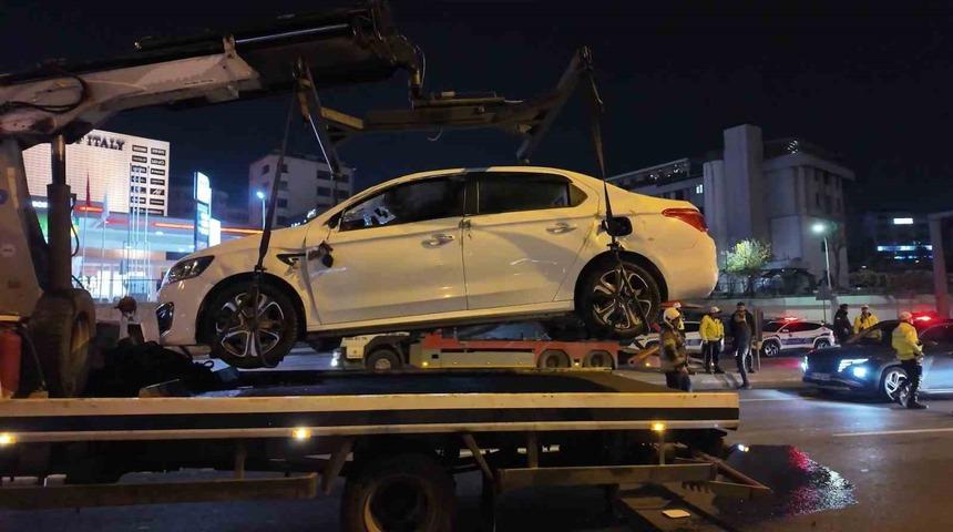 D-100&rsquo;de makas atan otomobil takla attı