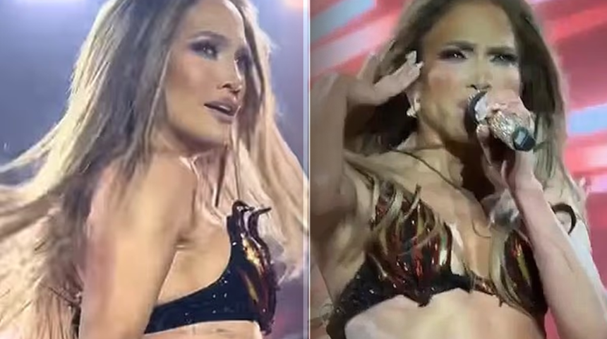Jennifer Lopez alev detaylı minik kost&uuml;m&uuml;yle fiziğini sergiledi