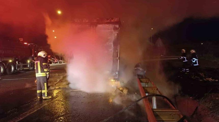 Şanlıurfa’da beyaz eşya yüklü tır alev alev yandı