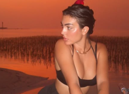 Ronaldo'nun nişanlısı minik bikinisiyle sahilde koştu!