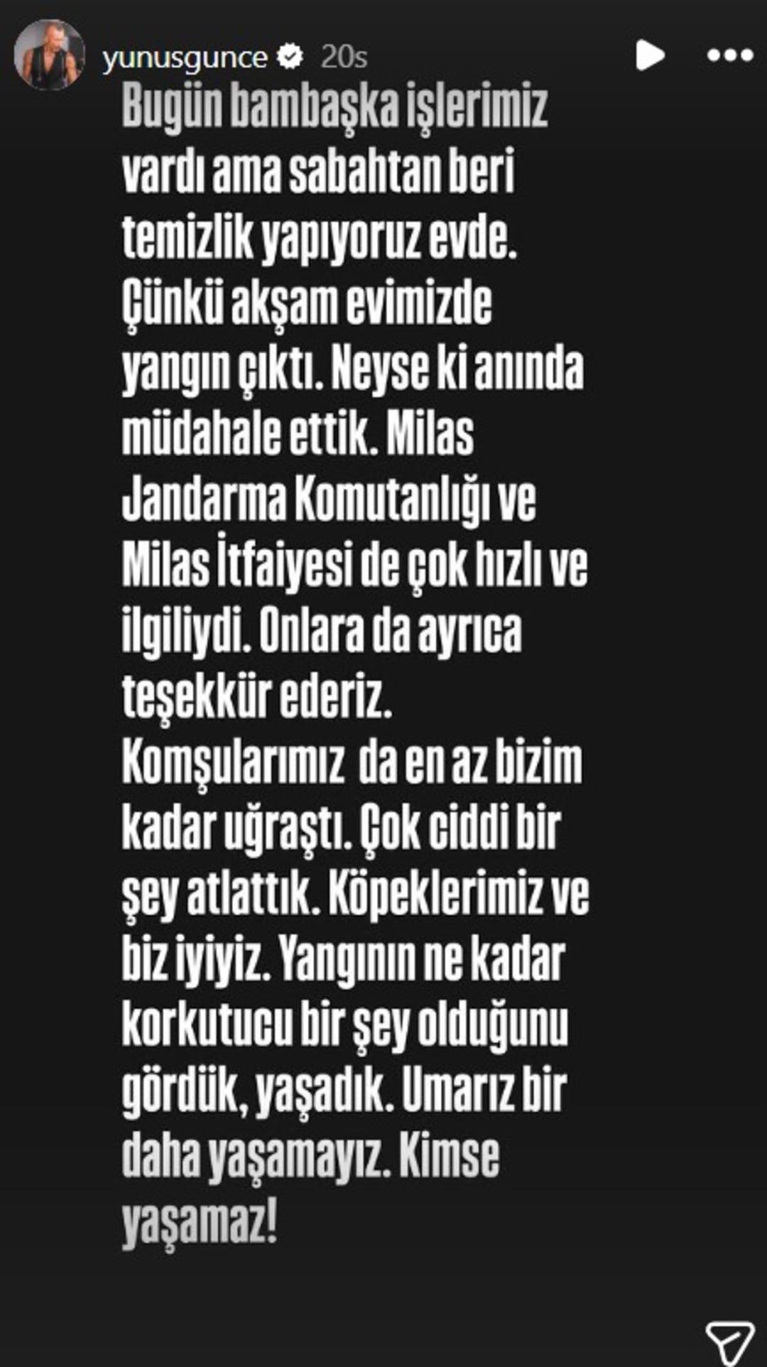 Ünlü oyuncu Yunus Günçe nin evinde yangın çıktı! Çok ciddi bir şey atlattık 2