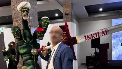 Heykeli yapana da sergileyene de gözaltı! Kılıçlı görüntüler gündem oldu