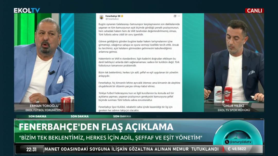 Erman Toroğlu Kazımcan Karataş ın penaltı pozisyonuna isyan etti! Hem hakem kör hem de VAR! 1
