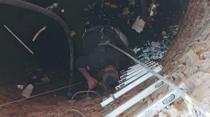 Kuyuya düşen keçiyi itfaiye kurtardı