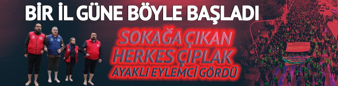 İzmir'de sokağa çıkan herkes çıplak ayaklı eylemci gördü!