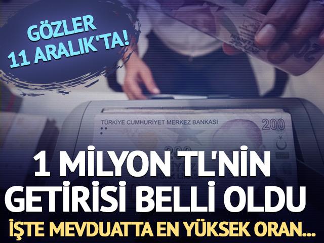 1 milyon TL'nin güncel getirisi belli oldu! 