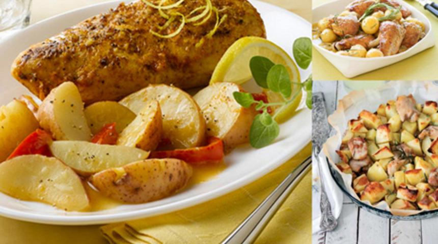 İtalyan us&uuml;l&uuml; biberiyeli patates ve tavuk