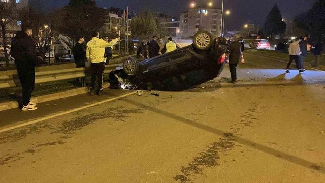 Kontrolden çıkan otomobil takla attı 2