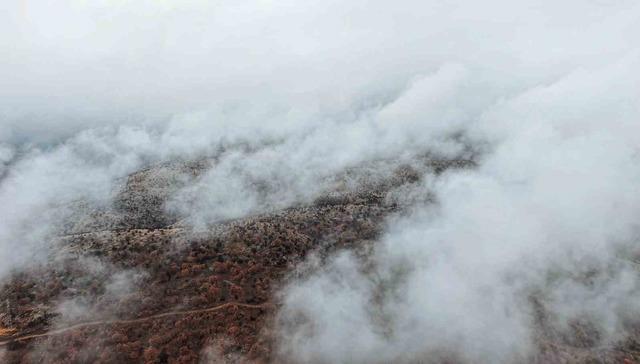 Çankırı’da sis ve kızıla bürünen ormanların buluşması mest etti 3