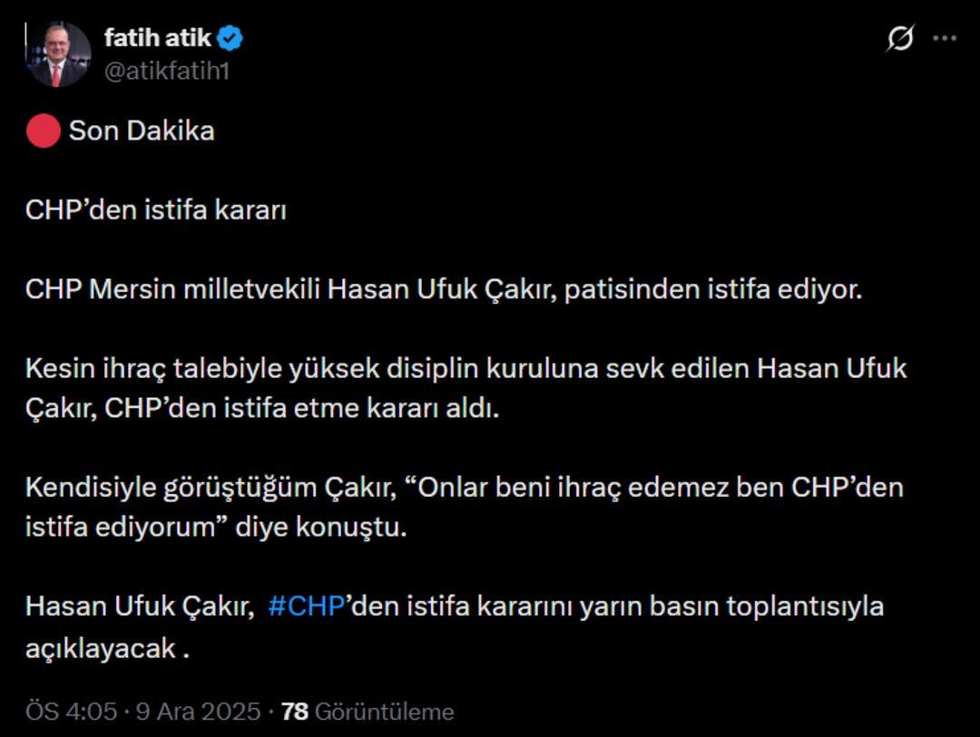 Son dakika | CHP göz yummadı: Milletvekili Hasan Ufuk Çakır a kesin ihraç istemi 3