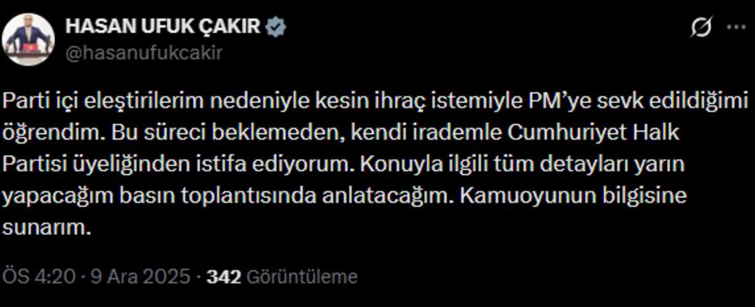 Son dakika | CHP göz yummadı: Milletvekili Hasan Ufuk Çakır a kesin ihraç istemi 4