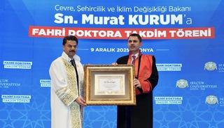 Bakan Kurum’a Selçuk Üniversitesi’nden fahri doktora ünvanı