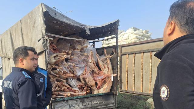Gaziantep'te durdurulan kamyonette 1 ton 900 kilogram bozulmuş et ele geçirildi