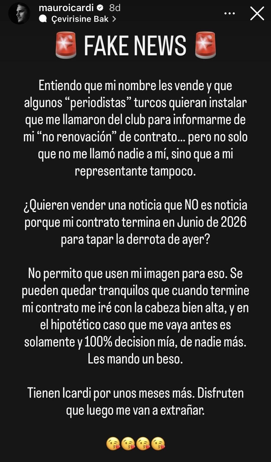 Mauro Icardi den ayrılık iddialarına tepki dolu yanıt: "Yüzde 100 benim kararım olacak" 2